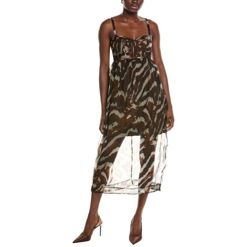 Amur Womens Zarina Bustier Silk Maxi Dress, Black